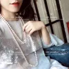 Popular fashion pearl sweater chain Beaded necklace for women Party Wedding jewelry for Bride with box HB521