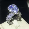 2020 handgemachter Wassertropfen 8ct Lab Diamant Ring 925 Sterling Silber Schmuck Verlobung Ehering Ringe für Frauen Männer Bijou Geschenk Y300Y