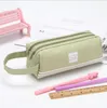 Bärbar penna Väska Dubbelskikt Stationery Organizer Storage Stor kapacitet Durable Pencil Pouch Zipper med kosmetisk väska