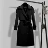 Spring And Autumn Windbreaker Mid-Length Coat Double-Breasted Draw back Women Trench Coat Plus Size Female Coat L141 Pants 4