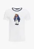 21SS U.S. Size Premium 100% Cotton Bear T-shirt Kort ärm Casual Loose T-shirt med skjortabjörntryck S-3XL