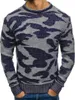 Men's Sweaters Slim Camo Knitted Long Sleeve Crew Neck Sweater Casual Comfy Tee Tops Jumper Men Vintage Clothes 2021