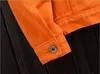 Chaqueta de mezclilla de lujo para hombre Púrpura naranja Casual Outwear Nueva moda Cuello vuelto Abrigo de vaquero de un solo pecho Pareja Hombres mujeres Tops Jean Chaquetas Tamaño M-4XL