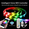 16.4 32.8 50 66ft Bande lumineuse LED avec 5050RGB LED Lumières 5 10 15 20m Bandes époxy sûres WIFI Voice Bluthtooth Smart Phone APP Controller