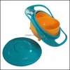 Magic Bowl Bowl 360 градусов, устойчивый к вращению, гироскоп с крышкой для малышей детские дети дети красные/синие/зеленые капли доставки 2021 Другое кормление