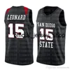 Mens Kawhi 15 Leonard Jersey 저렴한 판매 샌디에고 주 Aztecs College 15 # 농구 NCAA 99 착용