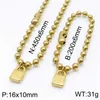 Fashion Women Men Silver Color Gold Stainless Steel Round Lock Key Heart Uno de 50 Ball Bead Bracelet Necklace Jewelry Sets 210320