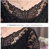 S-5XL Plus Size Spring Summer Fashion Women Elegant Black Lace Blouse Shirt Long Sleeve Sexy Top Clothing DF2313 210609