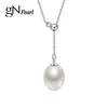 GN Pearl Drop Natuurlijke Zoetwater Hangers Minimalistische Ketting Choker 925 Sterling Zilver Verstelbare Ketting 8-9mm GN 210721