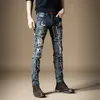 Jeune en denim masculin gratuit d'automne brodé Pantalon mince Pantalon Mode Hip-Hop Rock Pantalon Casual 73% Coton 210723