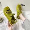 2023 Zomerspaar Slippels Women Fashion Wrap Head Dik-Soled Anti-Slip Beach Ugly Sandals Maat 37-44