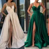 High Split Evening Dresses 2021 with Dubai Middle East Formal Gowns Party Prom Dress Spaghetti Straps Plus Size Vestidos De Festa Gown