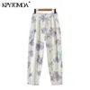 Femmes Chic Mode Tie-dye Imprimer Poches Latérales Pantalon Vintage Taille Haute Zipper Fly Femme Cheville Pantalon Mujer 210416