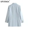 KPYTOMOA Women Fashion Office Wear Double Breasted Blazer Coat Vintage Long Sleeve Back Vents Female Outerwear Chic Tops 210930