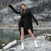 [EAM] noir irrégulière longue coton rembourré manteau manches coupe ample femmes Parkas mode automne hiver YA77101 211008