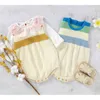 Baby regenboog streep mouwloze romper geboren jongen meisje kleding vest rompertjes herfst baby jongens meisjes gebreid 210429