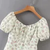 schoonheid vrouw zomer gedrukt mini-jurk vrouwelijke sexy slanke partij vierkante kraag buis top 210514