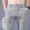 Men's Summer Pants Light Weight Quick Dry Elastic Band Straight Trousers Male 2021 Non-iron Casual StretchCool Male Pants 38 36 H1223