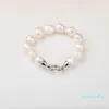 Bracciale bianco con perle vere e proprie, perline solco per gioielli regalo Women039s Bangle1184568