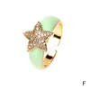 Multi colore zirconi stella smalto anello colorato gemma pietra gioielli donne aperte anelli regolati