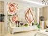 Personalizado Papel de parede 3d papel tapiz europeo en relieve flores TV Fondo de pared Murales Papel pintado Papel de pared Papel de Papel 3D