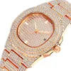 Novo Relógio Masculino Shinning Diamond Wacth Iced Out Relógios Aço Inoxidável Masculino Movimento de Quartzo Relógio montre Presente Festa Relógio de Pulso Cloc220K