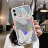 For iphone Case 14 12 Pro Max 11 X XS XR 7 8 Laser Butterfly Phone Cases fashion glittering Back Cover Cartoon Transparent Soft Covers