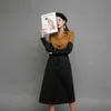 Herbst Patchwork Einreiher Plaid Trenchcoat Frauen Langarm Kerb Vintage Lange Mantel Windjacke Mit Gürtel 210514