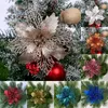 Christmas Decorations LuanQI 5Pcs Glitter Artifical Flowers Xmas Tree Pendant For Home Navidad Ornament Year Gift