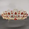Haarklemmen Barrettes Crystal Bridal Tiaras Queen Big Crowns Dames Rode Strass Barokke Pageant Diadeem Vintage Bruiloft Accessoires Jewelr