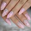 Valse nagels hoogwaardige kunstmatige vingernagels nagelpunten lichtroze met strijkbeen nepspiegel volledige cover tip 24 pcs prud22