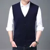Autum Fashion Brand Knit Sweater Vest Cardigan Mens V Neck Korean High Quality Cool Woolen Casual Winter Mens Clothes 220114