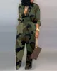 Dames Jumpsuits Rompertjes Camouflage Print Sexy One Stuk Fall 2021 Lange Mouw Diepe V-hals Button Up Party Club Womens Jumpsuit