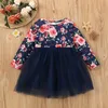 Arrivée Printemps et Automne Toddler Girl Floral Dress Vêtements pour enfants 210528