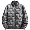 Solid Shiny Winter Jacket Uomo Autunno Giù Giacche spesse Parka Geometry Abbigliamento uomo Cappotti caldi oversize Abbigliamento 210524
