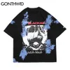 Short Sleeve Tshirts Gothic Punk Rock Streetwear Funny Anime Cartoon Print Tie Dye Cotton Casual T-Shirts Hip Hop Tops 210602