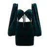 Green Bodycon Velvet Dress Draped Sexy Long Sleeve Women Christmas Dress Celebrity Club Night Party Dress 210422