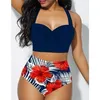 Sexy Plus Size Biquini Mulheres High Waist Swimsuit Push Up Set Swimwear Fêmea Banheira Terno Beachwear 5xL 210625