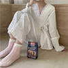 White Princess Sweet Chic Girls Stylish Sleepwear Sale Set di pigiami in cotone per abbigliamento da casa di alta qualità 210525