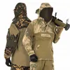 Camouflage Mege Tactical Military Ryssland Combat Uniform Set Working Clothing Outdoor Airsoft Paintball CS Gear Training Uniform 211230