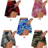 Kvinnor Hög midja 2-i-1 Sport Skorts Camouflage Pläterad Golfkjolar med Shorts X7ya 210719