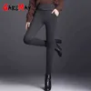 GareMay Women Winter Warm pants Velvet Thick Trousers High Waist Elastic Middle aged Mother Stretch Straight Pants Plus Size 5XL 211115