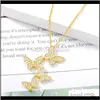 & Pendants Jewelrybutterfly Pendant Necklace For Women Zircon Long Chian Winding Neck Gold Color Choker Jewelry Gift Bijoux Femme Mujer Neckl