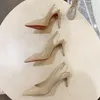 Buty wyjściowe Damskie szpilki na wysokim obcasie Skórzane Mid Kitten Stiletto Slingbacks Sexy Pointed Toe Wedding Party