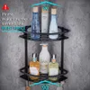 Wall Mounted Bathroom Black Trangle Shelves Aluminum Basket Storage Shower Caddy Shelf hair dryer holder etagere tipi repisa 210724