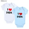 Conjuntos de roupas 2021 moda minúsculo algodão bebê gilrs bodysuits eu amo momi pai impresso mangas curtas nascidas meninas roupas9412026