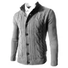 Plus la taille M-4XL couleur unie cardigan pull hommes automne hiver tricoté vestes manteau col montant chaud épais pull homme 211018
