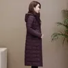 giacca lunga sottile da donna parka invernale spesso ufficio layes cappotto di cotone caldo con cappuccio femme outwear cazadora mujer 210923