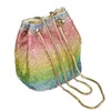 Balde feminino bolsa multicolor strass diamante frisado senhoras casamento bolsa de embreagem e bolsa de bolsa de ombro de luxo