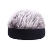 Män Kvinnor Party Beanie Wig Hat Stickning Brim Fun Short Hair Caps Andningsbar Mjuk för Street Prank Hooligan Landowner Hat